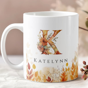 Herfstbladeren Monogram Initiaal K Koffiemok