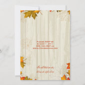 Herfstbladeren na huwelijksfeest kaart (Achterkant)