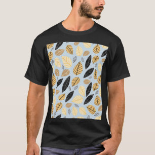 Herfstbladeren: naadloze blauwe achtergrond t-shirt