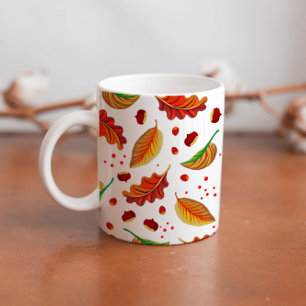 Herfstbladeren Noten Kastanjes Patroon Elegant Her Koffiemok