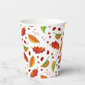 Herfstbladeren Noten Kastanjes Patroon Elegant Her Papieren Bekers (Achterkant)