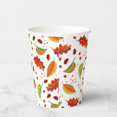Herfstbladeren Noten Kastanjes Patroon Elegant Her Papieren Bekers (Rechts)