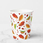 Herfstbladeren Noten Kastanjes Patroon Elegant Her Papieren Bekers (Voorkant)