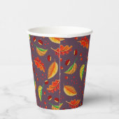 Herfstbladeren Noten Kastanjes Patroon Elegante He Papieren Bekers (Rechts)