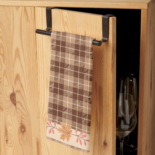 Herfstbladeren op Plaid Theedoek (Derde Gevouwen)