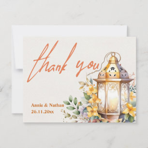herfstbladeren Oranje bloemenbruiloft bedankt Briefkaart