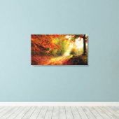 herfstbladeren over Country Lane Canvas Afdruk (Insitu (Houten vloer))
