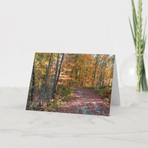 Herfstbladeren, pad in bossen, Herfstlandschap Feestdagen Kaart