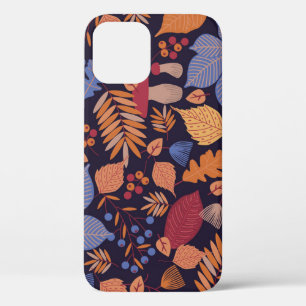 Herfstbladeren,  paddenstoelillustratie. iPhone 12 hoesje