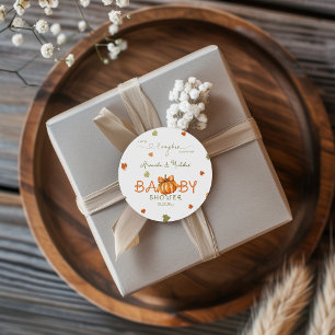 Herfstbladeren Pompoen Baby Shower Bedankt Ronde Sticker