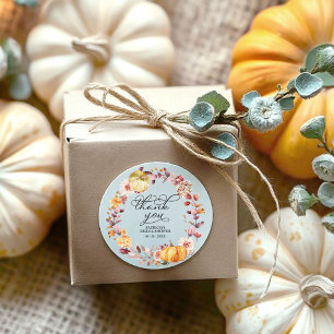 Herfstbladeren Pompoen Bruiloftsshower Favor Ronde Sticker