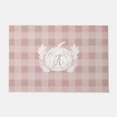 Herfstbladeren Pompoen Custom Monogram Roze Plaid Deurmat (Voorkant)