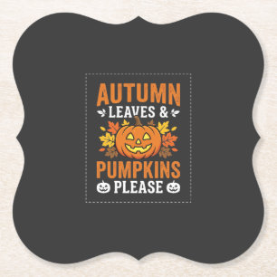 Herfstbladeren Pompoen Halloween Ontwerp Kartonnen Onderzetters