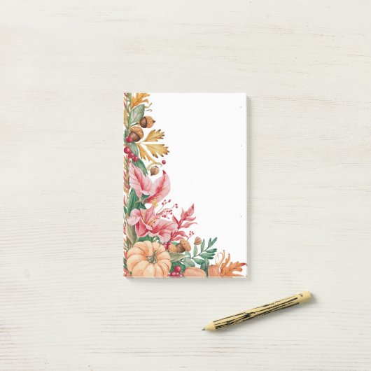 Herfstbladeren & pompoen juichen post-it® notes (Op bureau)