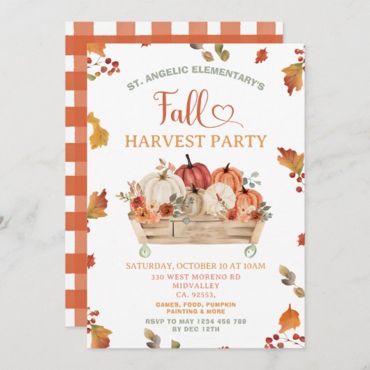 Herfstbladeren Pompoen Oogstfeest Viering Kaart (Voorkant / Achterkant)