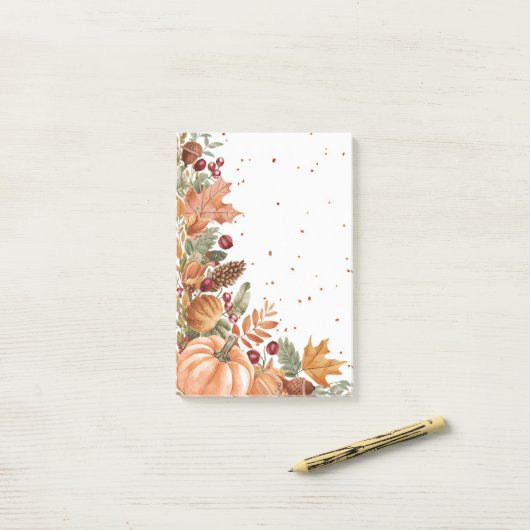 Herfstbladeren & pompoen post-it® notes (Op bureau)