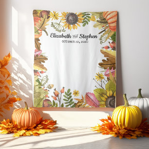 Herfstbladeren Pompoen Trouwfoto Booth Achtergrond Wandkleed