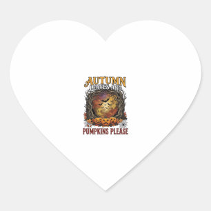 Herfstbladeren Pompoenen Alsjeblieft Halloween Gri Hart Sticker