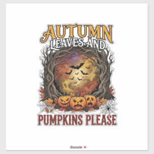 Herfstbladeren Pompoenen Alsjeblieft Halloween Gri Sticker