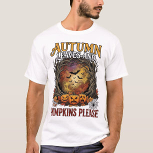 Herfstbladeren Pompoenen Alsjeblieft Halloween Gri T-shirt