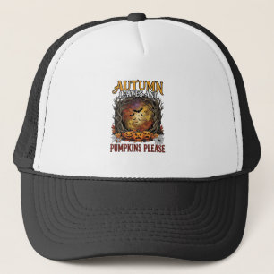 Herfstbladeren Pompoenen Alsjeblieft Halloween Gri Trucker Pet
