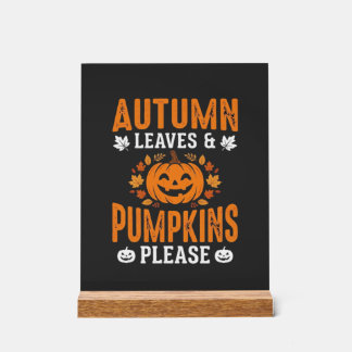 Herfstbladeren Pompoenen Alsjeblieft Halloween Pom Acryl Bord