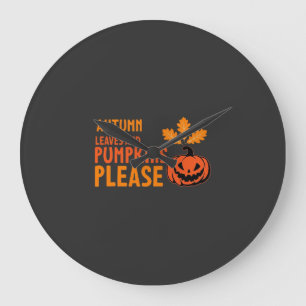 Herfstbladeren Pompoenen Alsjeblieft Halloween Pom Grote Klok