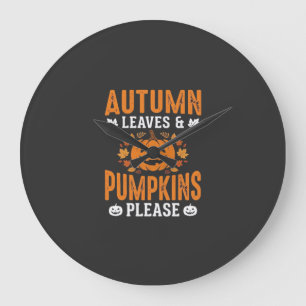 Herfstbladeren Pompoenen Alsjeblieft Halloween Pom Grote Klok