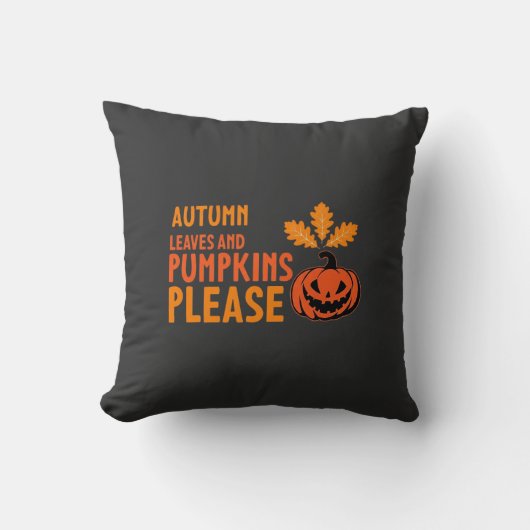 Herfstbladeren Pompoenen Alsjeblieft Halloween Pom Kussen (Voorkant)