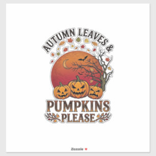 Herfstbladeren Pompoenen Alsjeblieft Halloween Vle Sticker