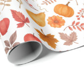 Herfstbladeren, pompoenen en gezellige seizoensgeb cadeaupapier (Rol Hoek)