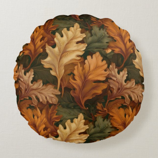 Herfstbladeren Rond Kussen (Voorkant)
