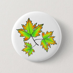 Herfstbladeren rood groen oranje bladeren ronde button 5,7 cm
