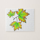 Herfstbladeren rood groen sinaasappel legpuzzel (Horizontaal)