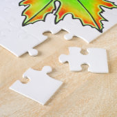 Herfstbladeren rood groen sinaasappel legpuzzel (Zijkant)