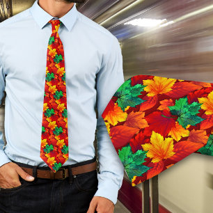 Herfstbladeren Rood Oranje Necktie Stropdas