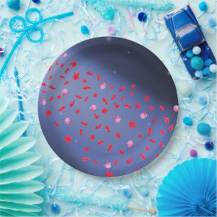 Herfstbladeren & Rozen Blauw papier Bord