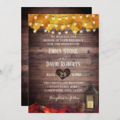 Herfstbladeren Rustieke Lantaarn Herfst Bruiloft Kaart (Voorkant / Achterkant)