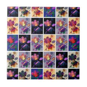 Herfstbladeren Rustieke Patchwork Quilt Collage Tegeltje