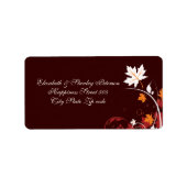 Herfstbladeren sinaasappel rood wit bruin trouwlab etiket (Voorkant)