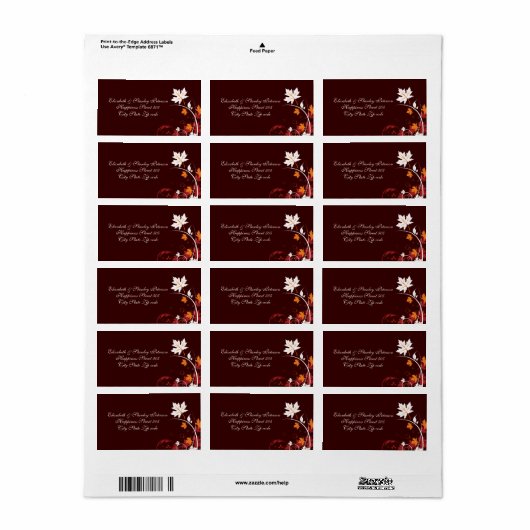 Herfstbladeren sinaasappel rood wit bruin trouwlab etiket (Full Sheet)