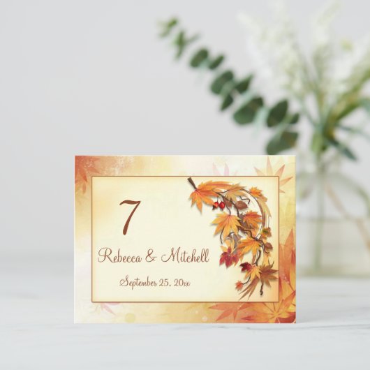 Herfstbladeren Tafelnummer (Staand voorkant)