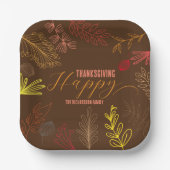 Herfstbladeren takken en bessen Thanksgiving Papieren Bordje (Voorkant)