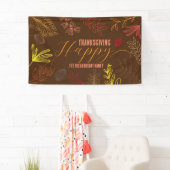 Herfstbladeren takken en bessen Thanksgiving Spandoek (Insitu)