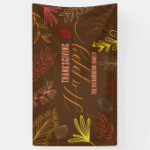 Herfstbladeren takken en bessen Thanksgiving Spandoek (Verticaal)