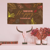 Herfstbladeren takken en bessen Thanksgiving Spandoek
