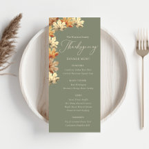 Herfstbladeren Thanksgiving-diner Menu
