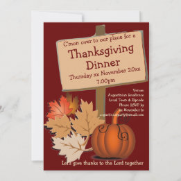 Herfstbladeren THANKSGIVING DINER Pompoen Kaart