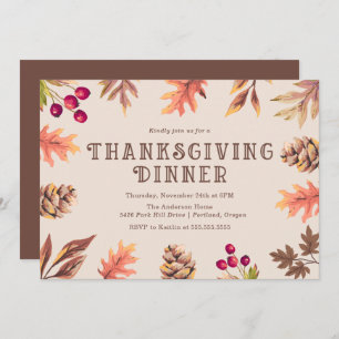 herfstbladeren   Thanksgiving Dinner Invitation Kaart