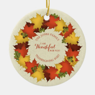 Herfstbladeren Thanksgiving krans Keramisch Ornament